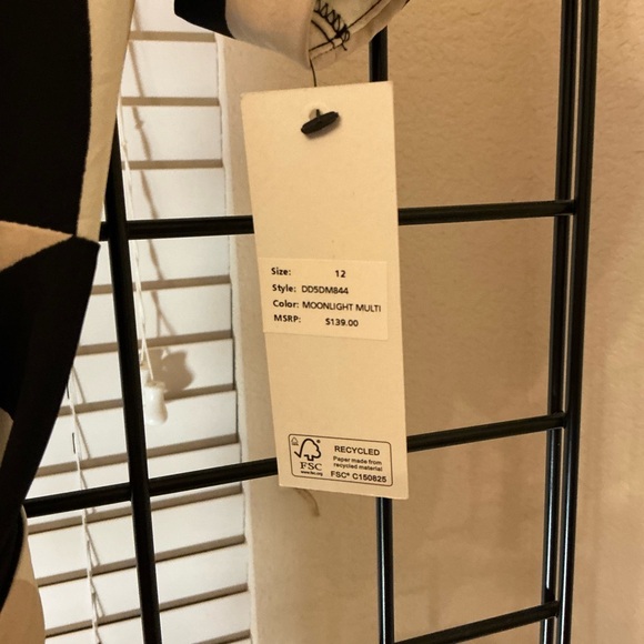 DKNY Black and Cream Circle Print Midi Dress - Picture 3 of 5